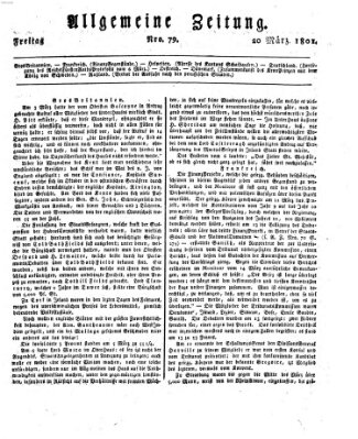 Allgemeine Zeitung Freitag 20. März 1801