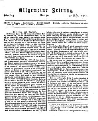 Allgemeine Zeitung Dienstag 31. März 1801