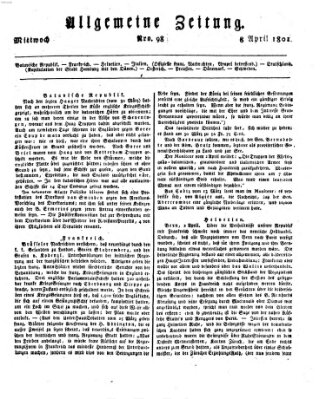 Allgemeine Zeitung Mittwoch 8. April 1801