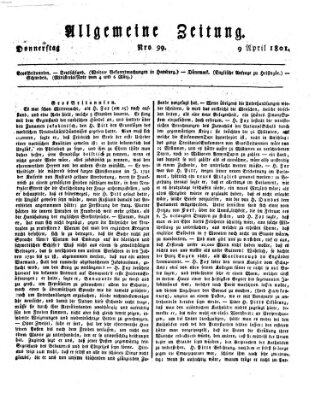 Allgemeine Zeitung Donnerstag 9. April 1801