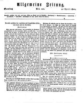 Allgemeine Zeitung Samstag 11. April 1801