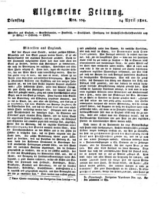 Allgemeine Zeitung Dienstag 14. April 1801