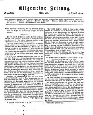 Allgemeine Zeitung Samstag 18. April 1801