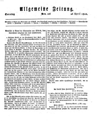 Allgemeine Zeitung Sonntag 26. April 1801