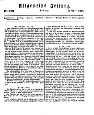 Allgemeine Zeitung Dienstag 28. April 1801