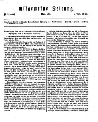 Allgemeine Zeitung Mittwoch 1. Juli 1801