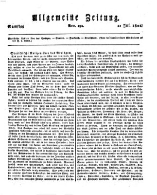 Allgemeine Zeitung Samstag 11. Juli 1801