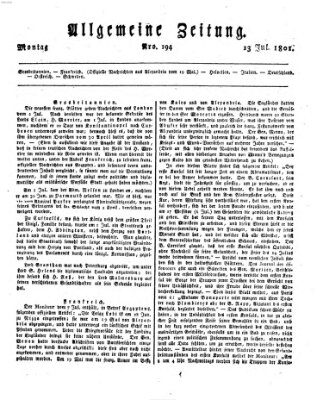 Allgemeine Zeitung Montag 13. Juli 1801