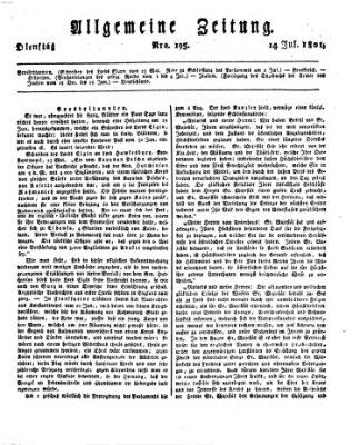 Allgemeine Zeitung Dienstag 14. Juli 1801