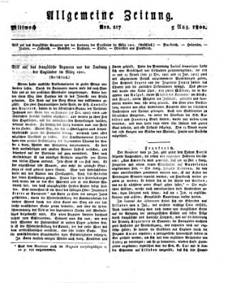 Allgemeine Zeitung Mittwoch 5. August 1801