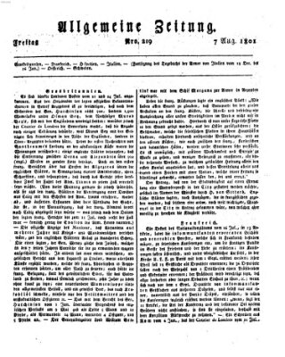 Allgemeine Zeitung Freitag 7. August 1801