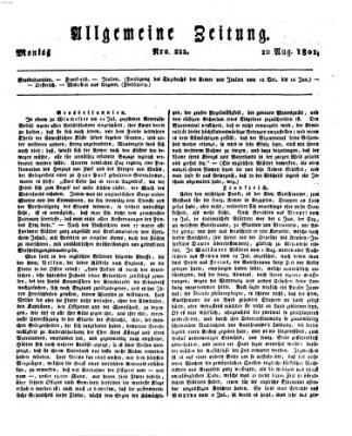 Allgemeine Zeitung Montag 10. August 1801