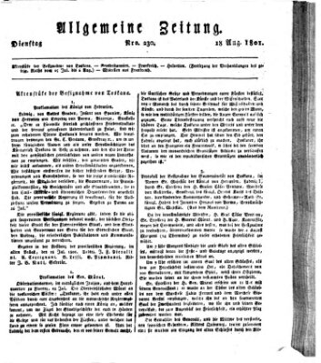 Allgemeine Zeitung Dienstag 18. August 1801