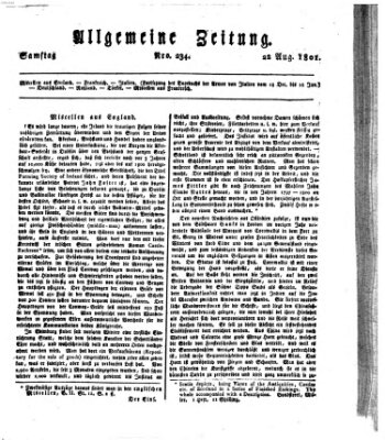 Allgemeine Zeitung Samstag 22. August 1801