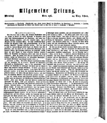 Allgemeine Zeitung Montag 24. August 1801