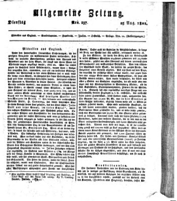 Allgemeine Zeitung Dienstag 25. August 1801