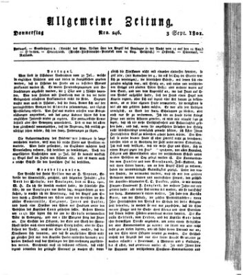 Allgemeine Zeitung Donnerstag 3. September 1801