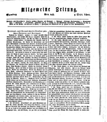 Allgemeine Zeitung Samstag 5. September 1801