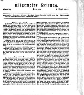 Allgemeine Zeitung Sonntag 6. September 1801