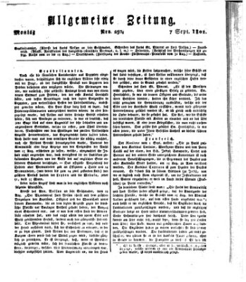 Allgemeine Zeitung Montag 7. September 1801