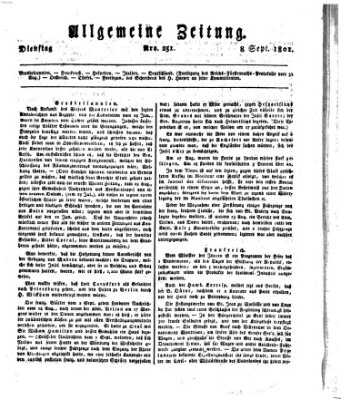 Allgemeine Zeitung Dienstag 8. September 1801