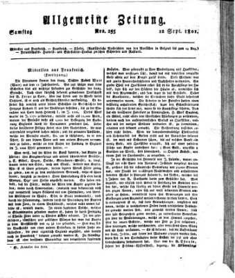 Allgemeine Zeitung Samstag 12. September 1801