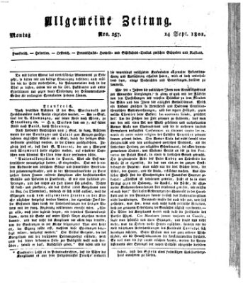 Allgemeine Zeitung Montag 14. September 1801