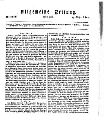 Allgemeine Zeitung Mittwoch 23. September 1801