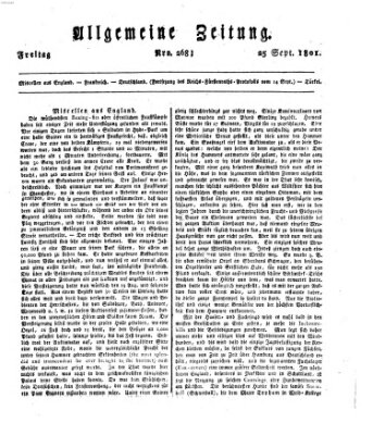 Allgemeine Zeitung Freitag 25. September 1801