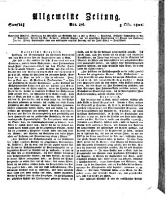 Allgemeine Zeitung Samstag 3. Oktober 1801