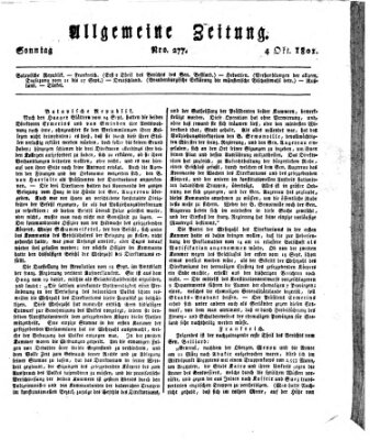 Allgemeine Zeitung Sonntag 4. Oktober 1801