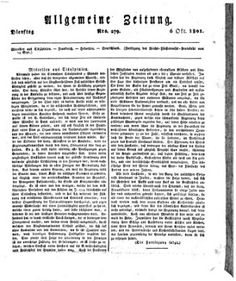 Allgemeine Zeitung Dienstag 6. Oktober 1801