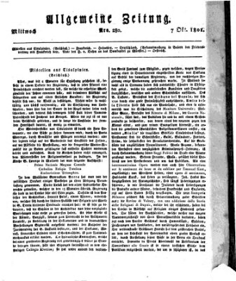 Allgemeine Zeitung Mittwoch 7. Oktober 1801