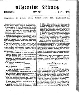 Allgemeine Zeitung Donnerstag 8. Oktober 1801