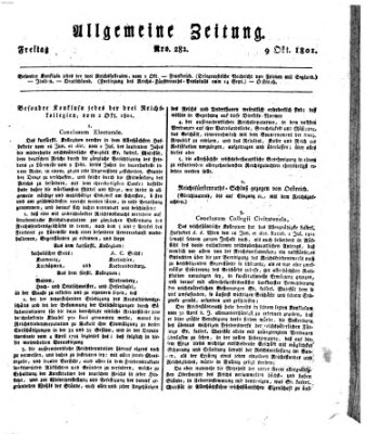 Allgemeine Zeitung Freitag 9. Oktober 1801