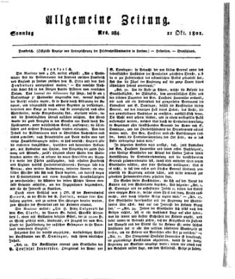 Allgemeine Zeitung Sonntag 11. Oktober 1801