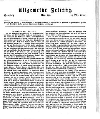 Allgemeine Zeitung Samstag 17. Oktober 1801