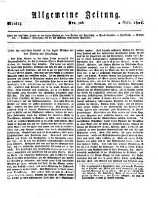 Allgemeine Zeitung Montag 2. November 1801