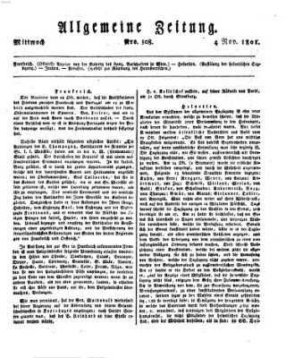 Allgemeine Zeitung Mittwoch 4. November 1801