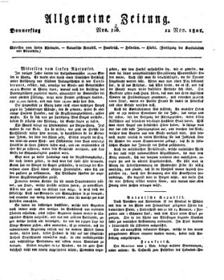 Allgemeine Zeitung Donnerstag 12. November 1801