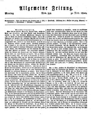 Allgemeine Zeitung Montag 30. November 1801