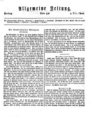 Allgemeine Zeitung Freitag 4. Dezember 1801