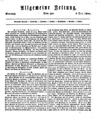 Allgemeine Zeitung Sonntag 6. Dezember 1801