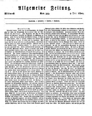 Allgemeine Zeitung Mittwoch 9. Dezember 1801