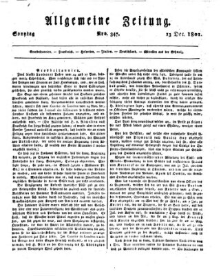 Allgemeine Zeitung Sonntag 13. Dezember 1801