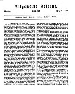 Allgemeine Zeitung Montag 14. Dezember 1801