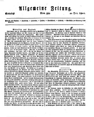 Allgemeine Zeitung Sonntag 20. Dezember 1801