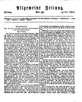 Allgemeine Zeitung Freitag 25. Dezember 1801