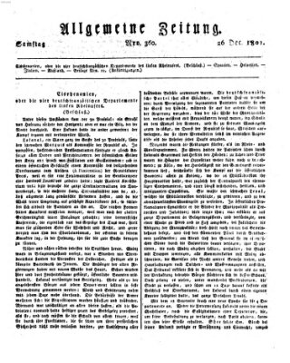 Allgemeine Zeitung Samstag 26. Dezember 1801