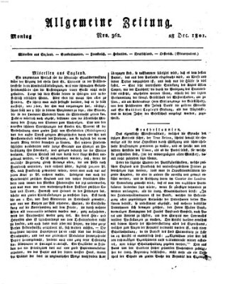 Allgemeine Zeitung Montag 28. Dezember 1801